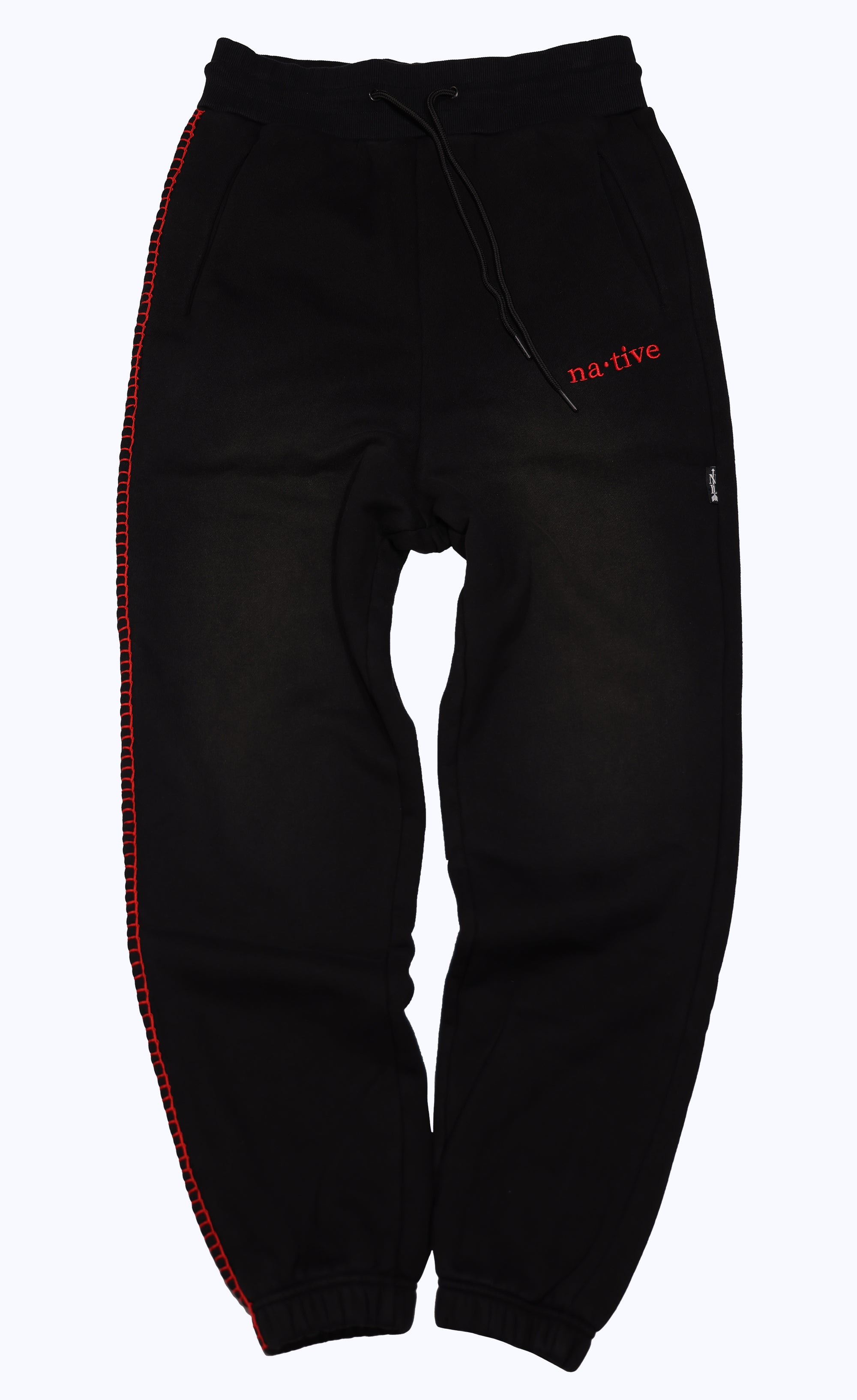 vintage faded senior sweatpants in black/red