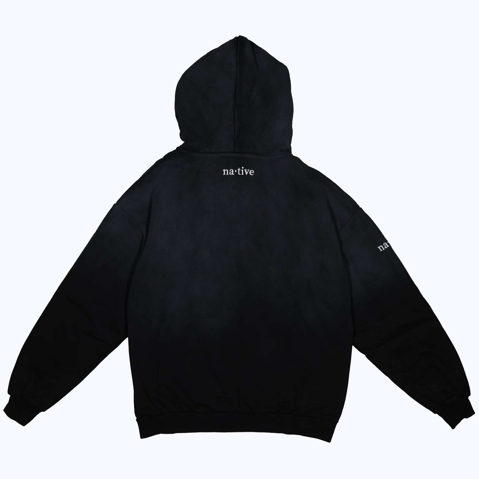 bloomington vintage faded zip-up hoodie in black