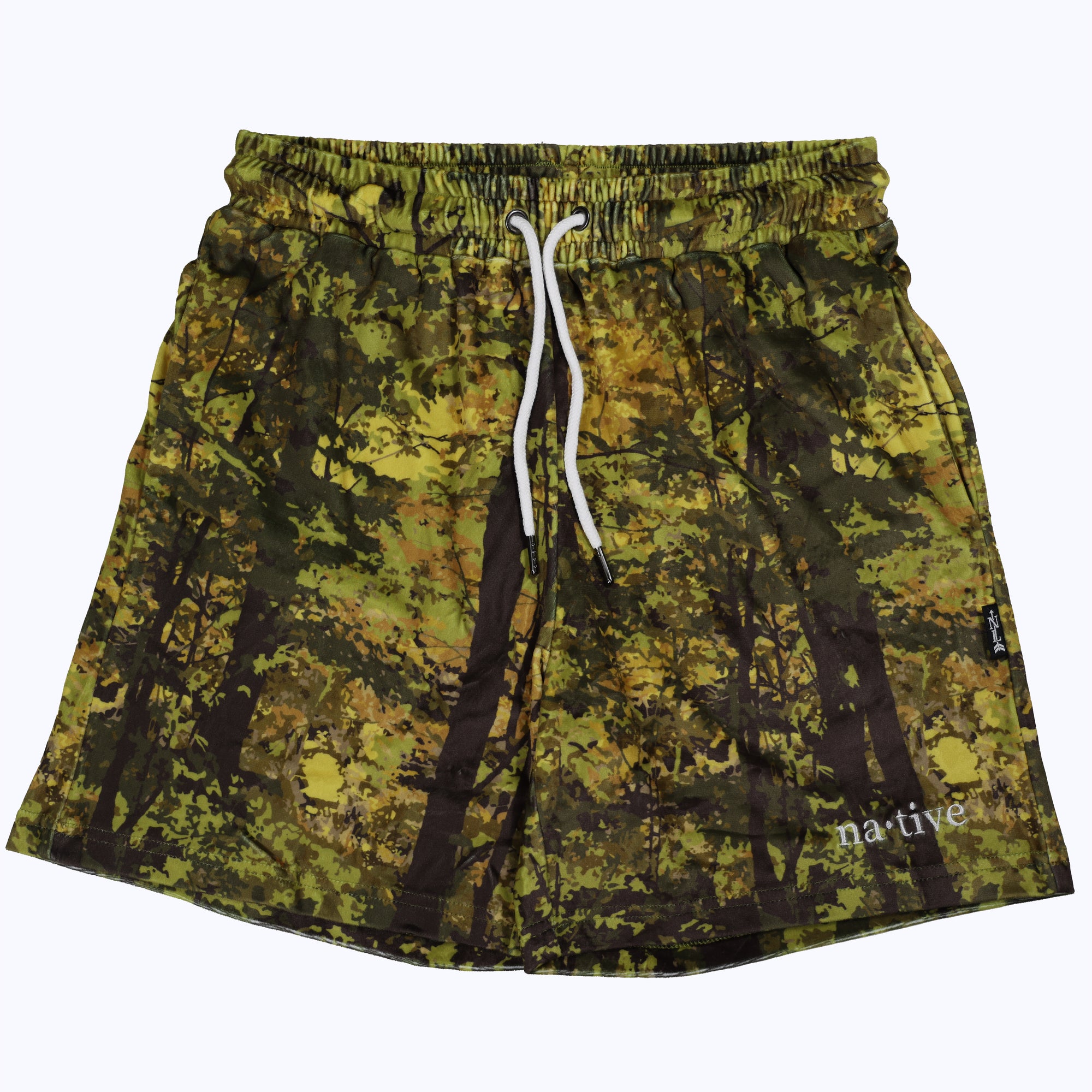 camo velour shorts in griffy woods