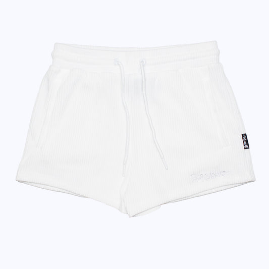 corduroy knit shorties in whiteout
