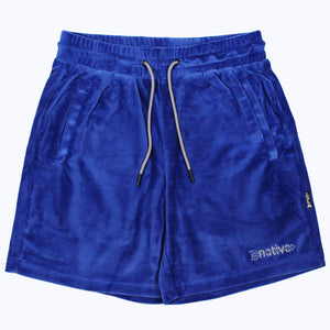 velour shorts in royal