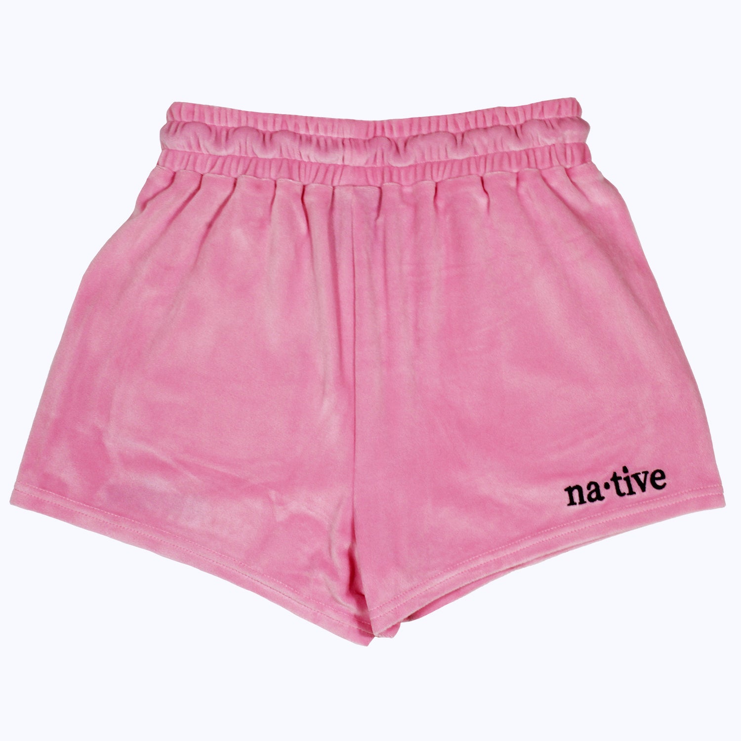 velour shorties in bubblegum
