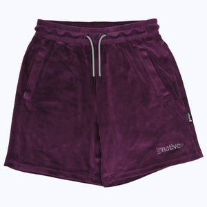 velour shorts in amethyst