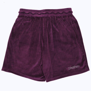velour shorts in amethyst
