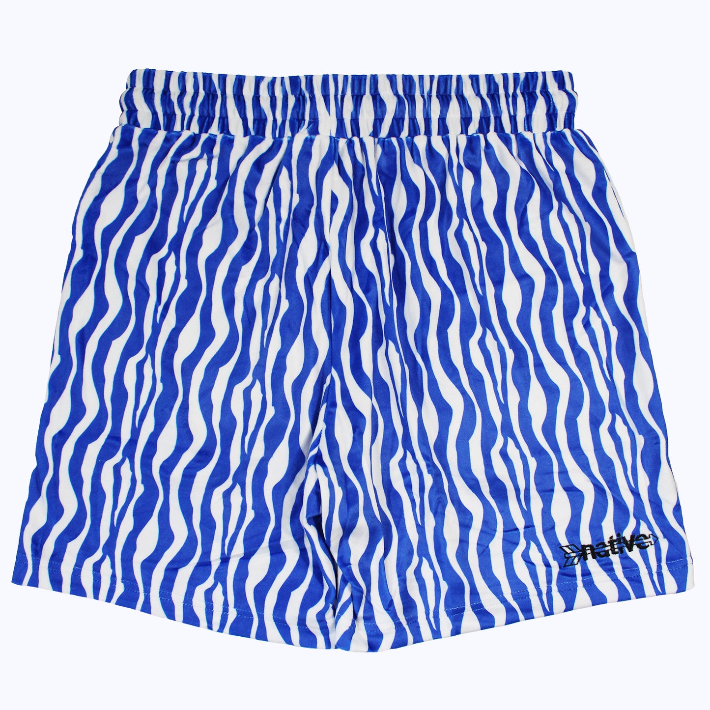 zebra velour shorts in white/blue