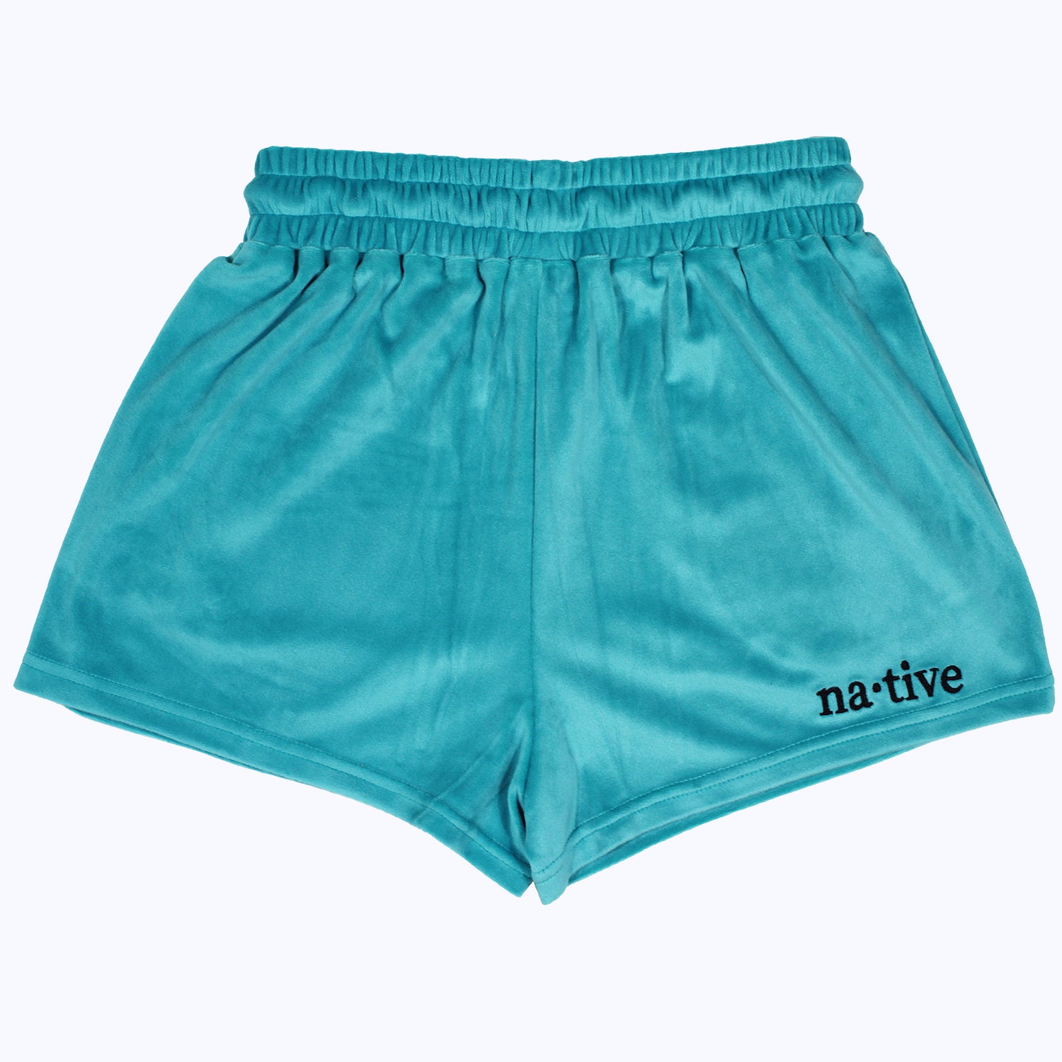 velour shorties in turquoise