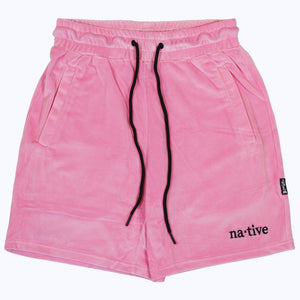 velour shorts in bubblegum