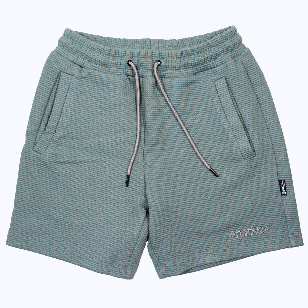 waffle shorts in seafoam