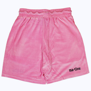 velour shorts in bubblegum