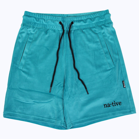 velour shorts in turquoise