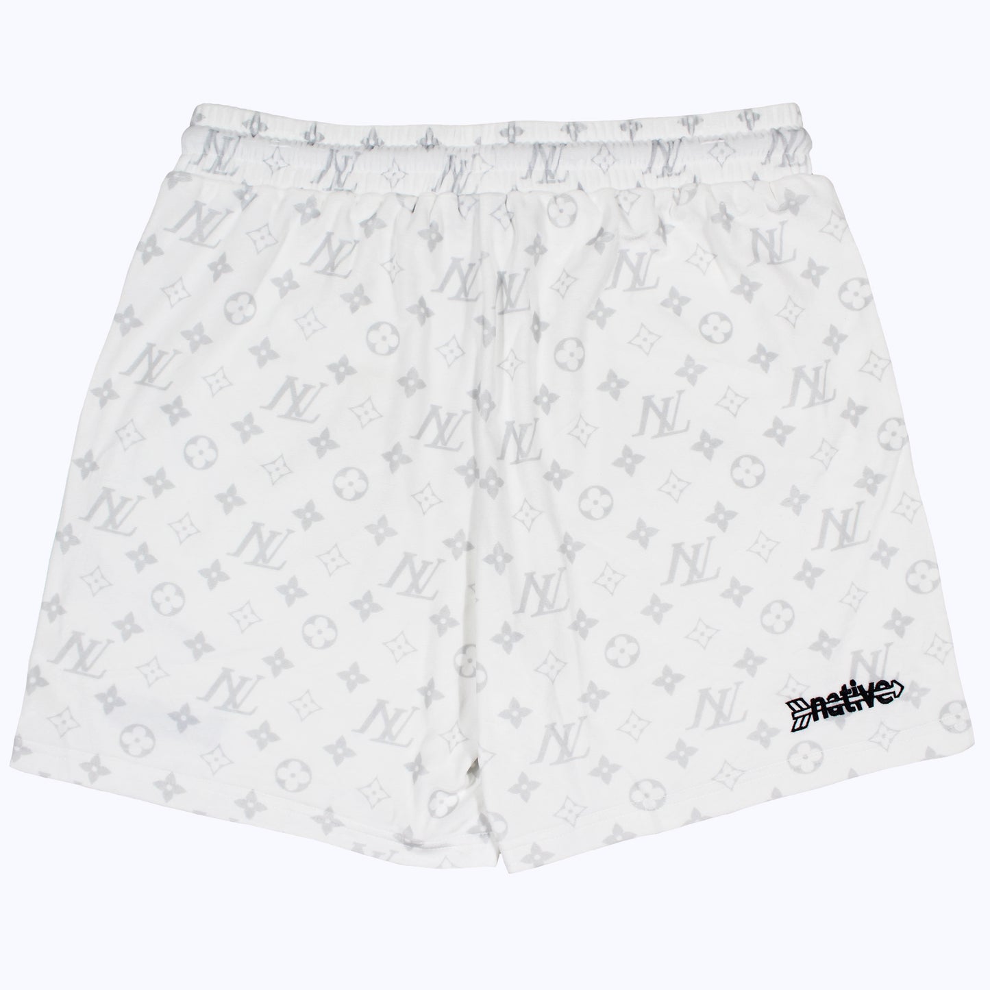 nl velour shorts in white/gray