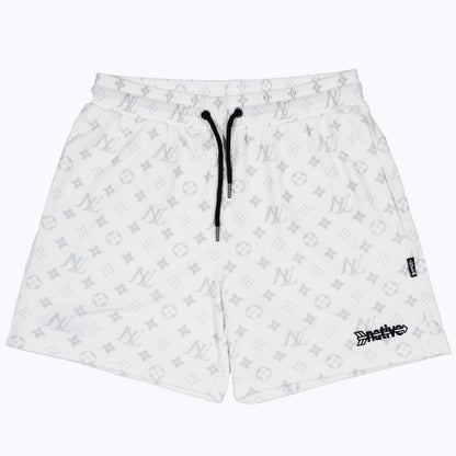 nl velour shorts in white/gray