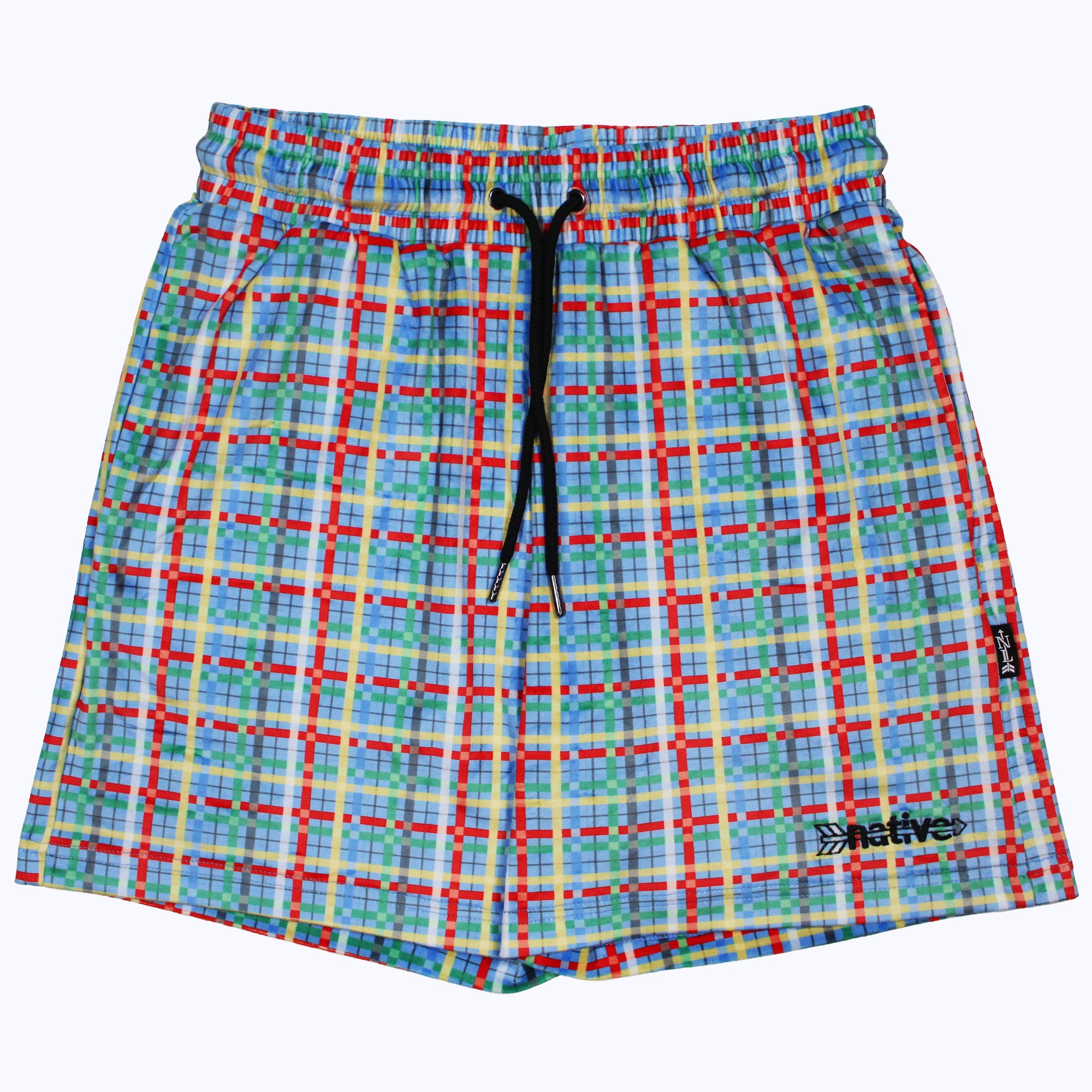 plaid velour shorts in blue
