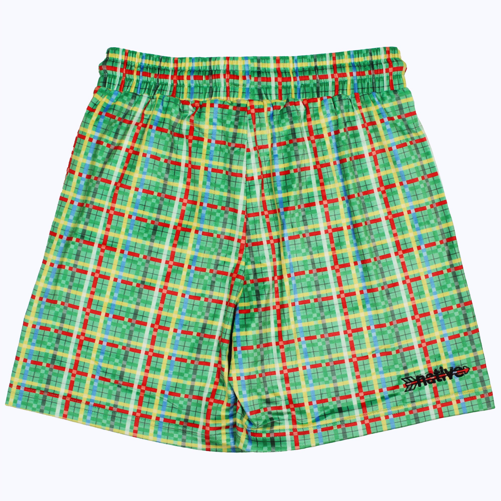 plaid velour shorts in green