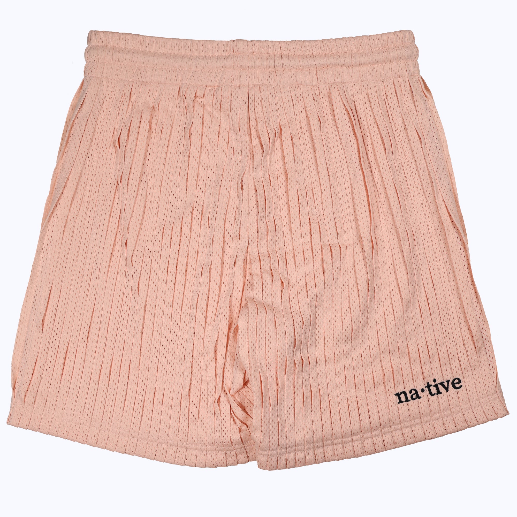 pleated mesh shorts in daylight