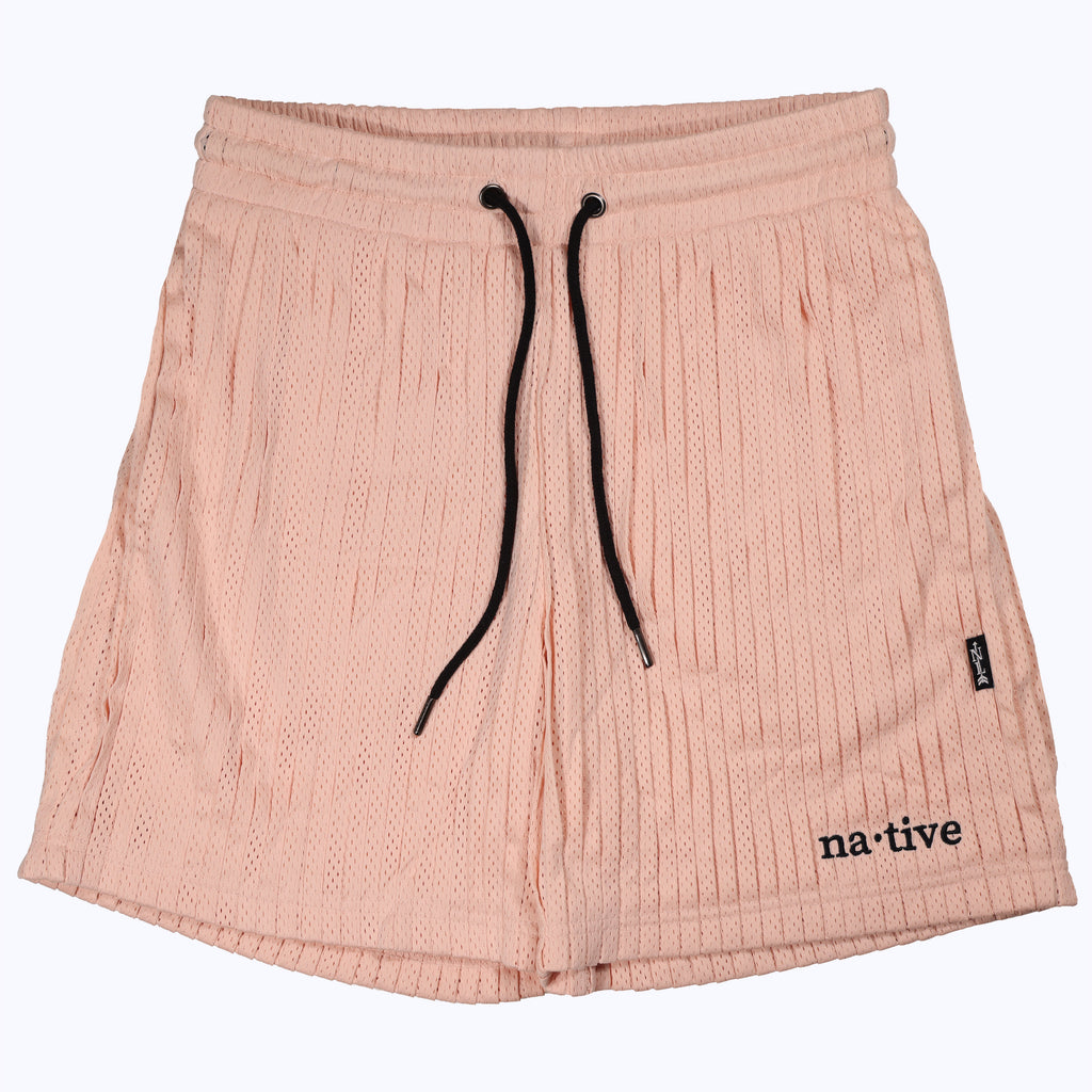 pleated mesh shorts in daylight