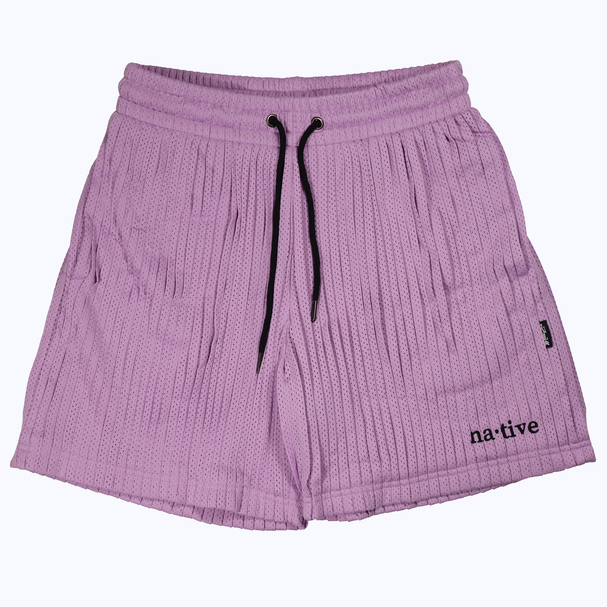 pleated mesh shorts in lavender