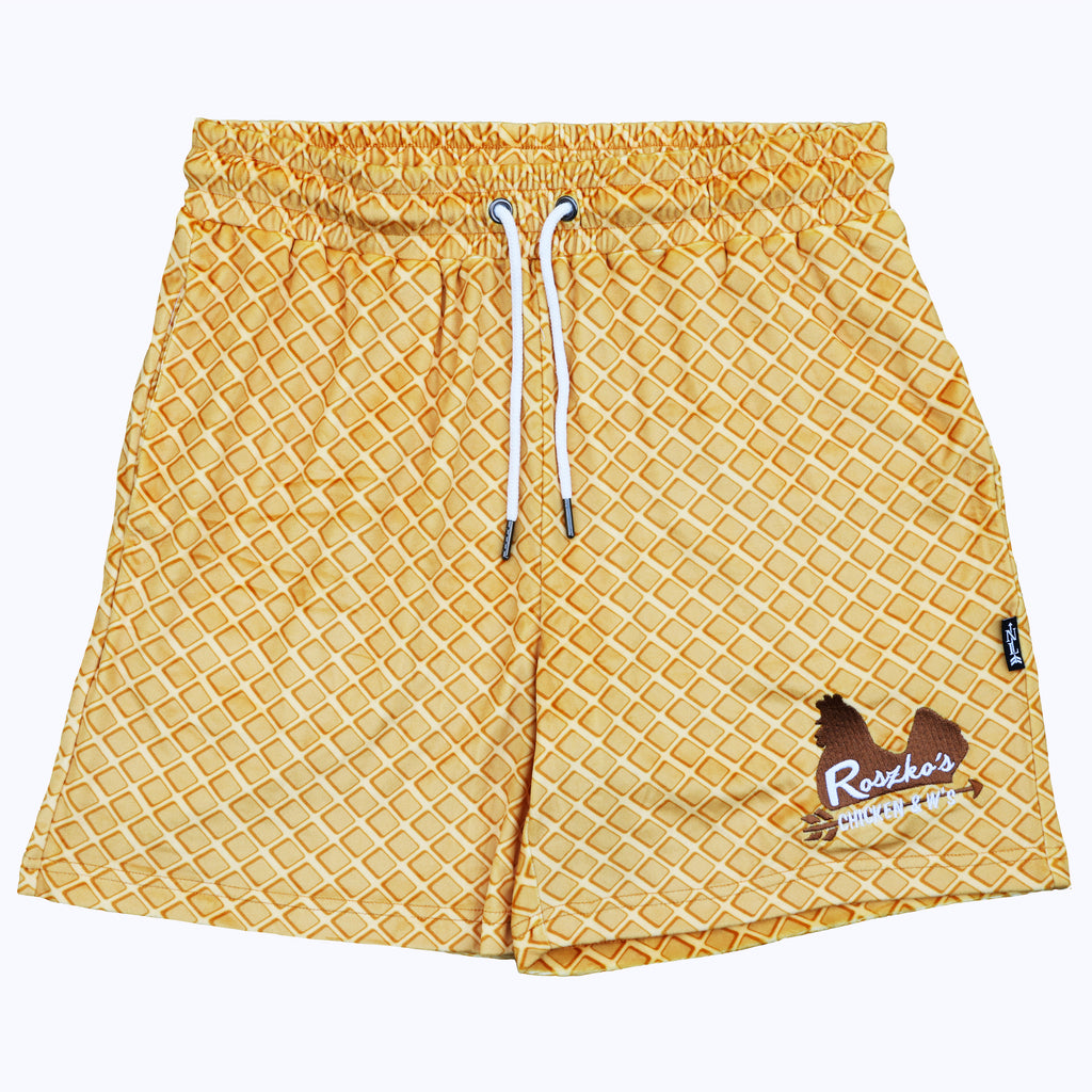 roszko’s chicken & w’s velour shorts in belgian waffle (men's)