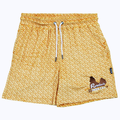 roszko’s chicken & w’s velour shorts in belgian waffle (men's)