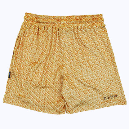 roszko’s chicken & w’s velour shorts in belgian waffle (men's)
