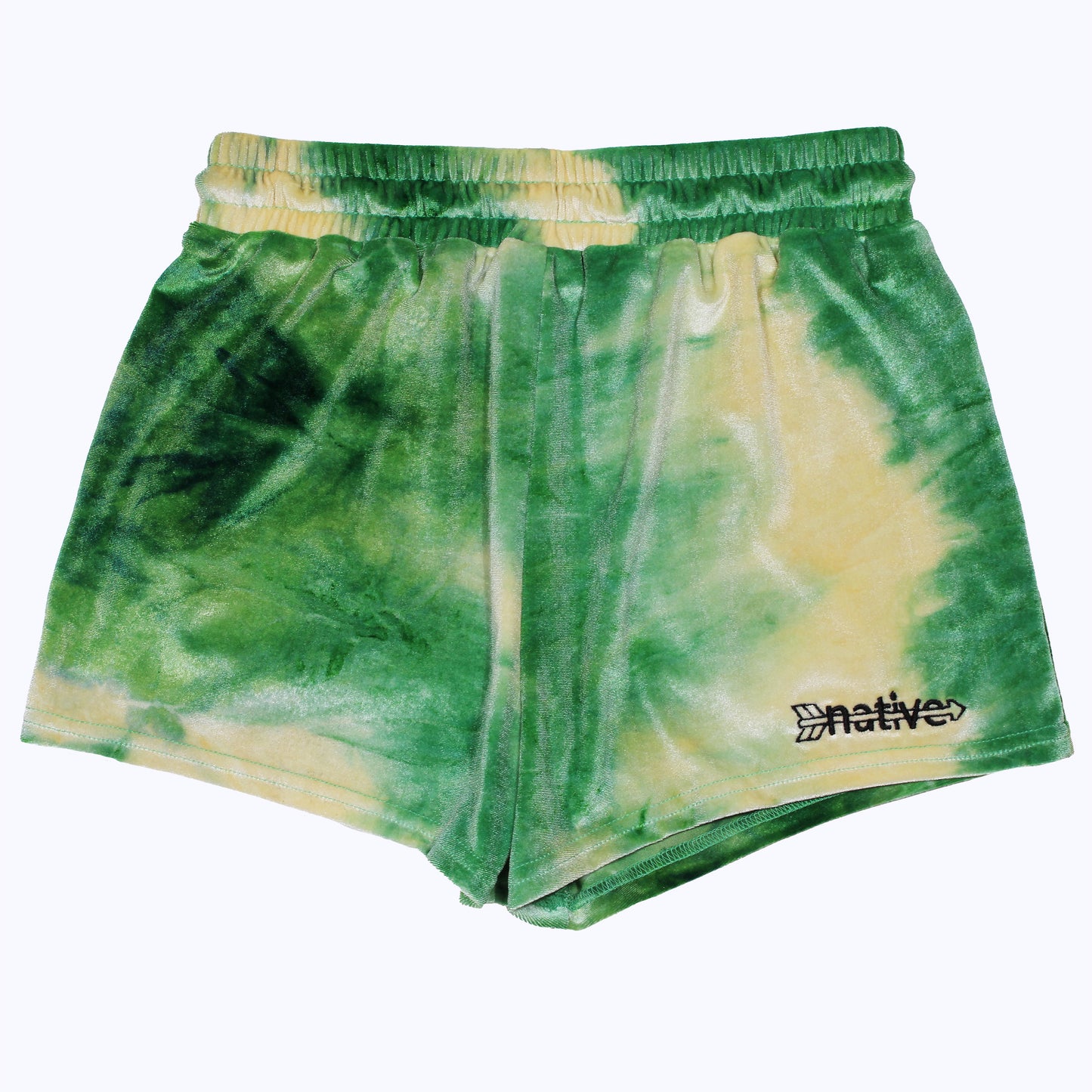 tie dye velvet shorties in shamrock