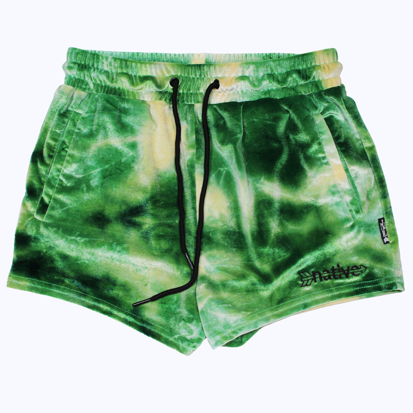 tie dye velvet shorties in shamrock