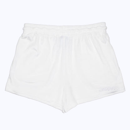 velour shorties in whiteout