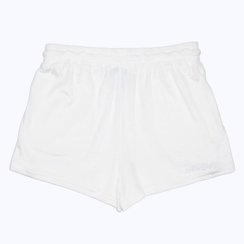 velour shorties in whiteout