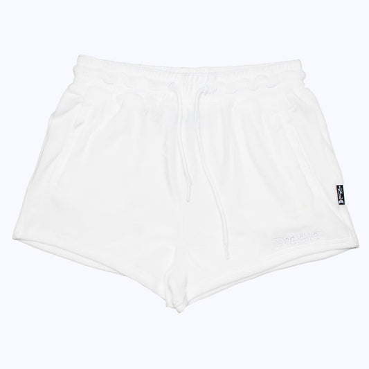 velour shorties in whiteout