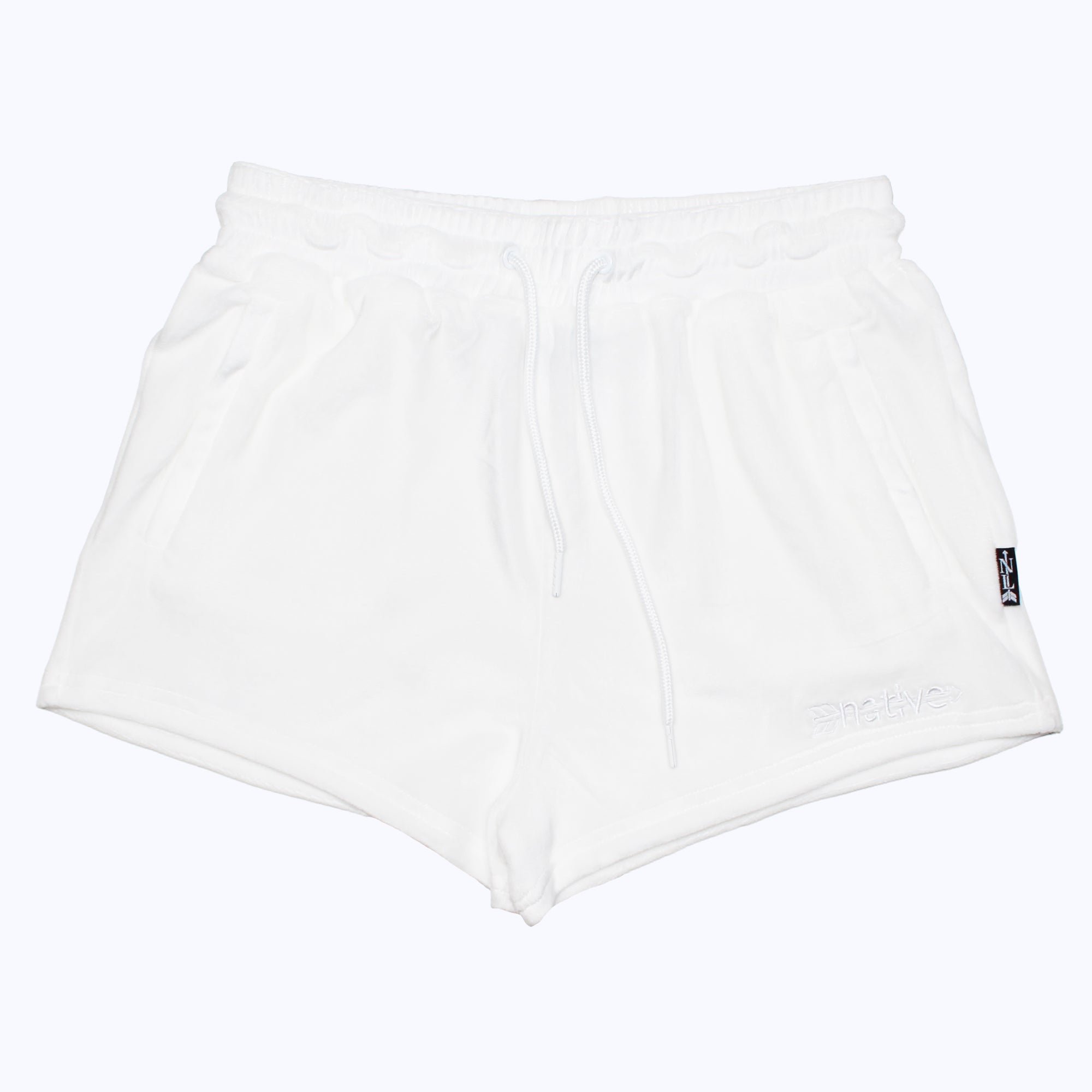 velour shorties in whiteout