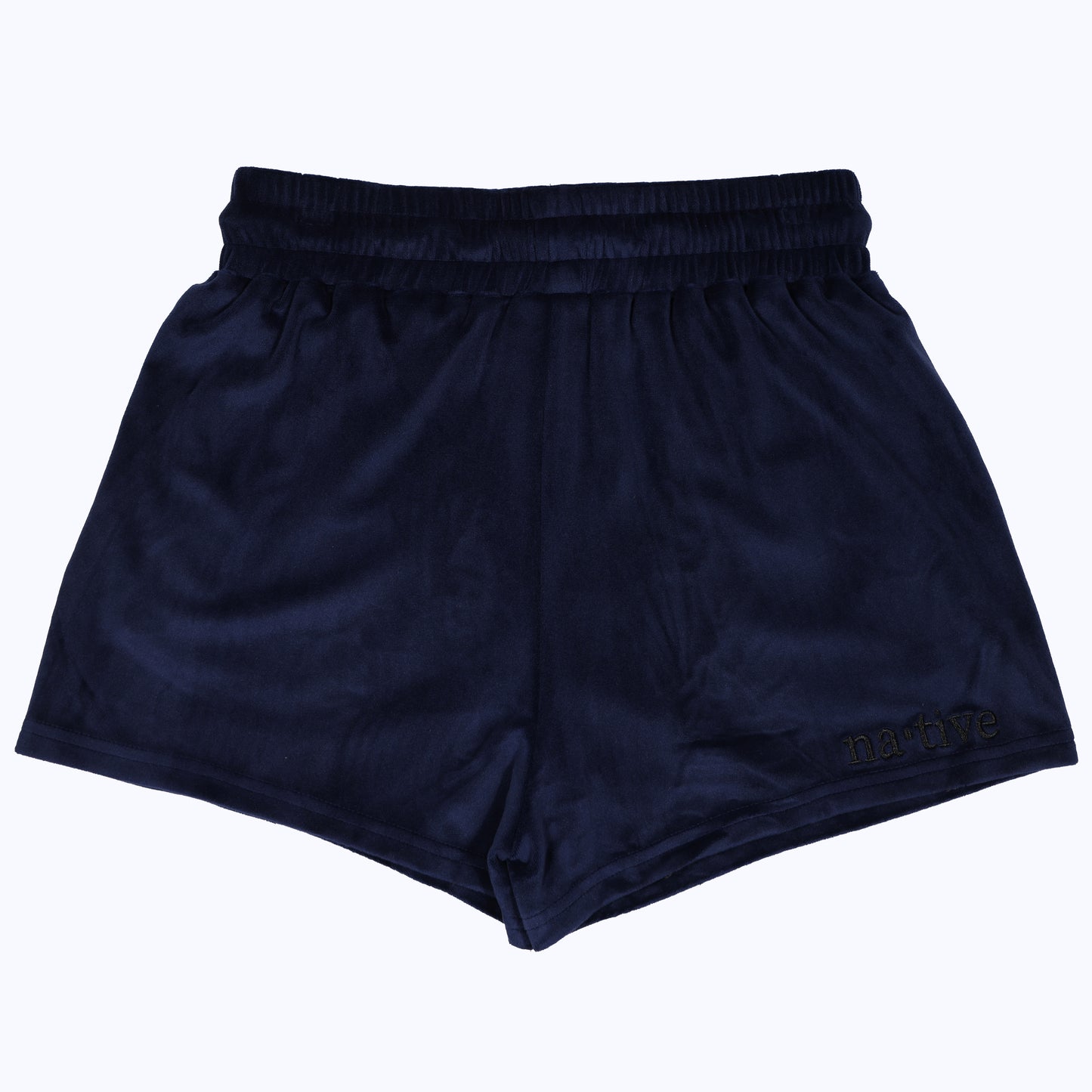 velour shorties in navy