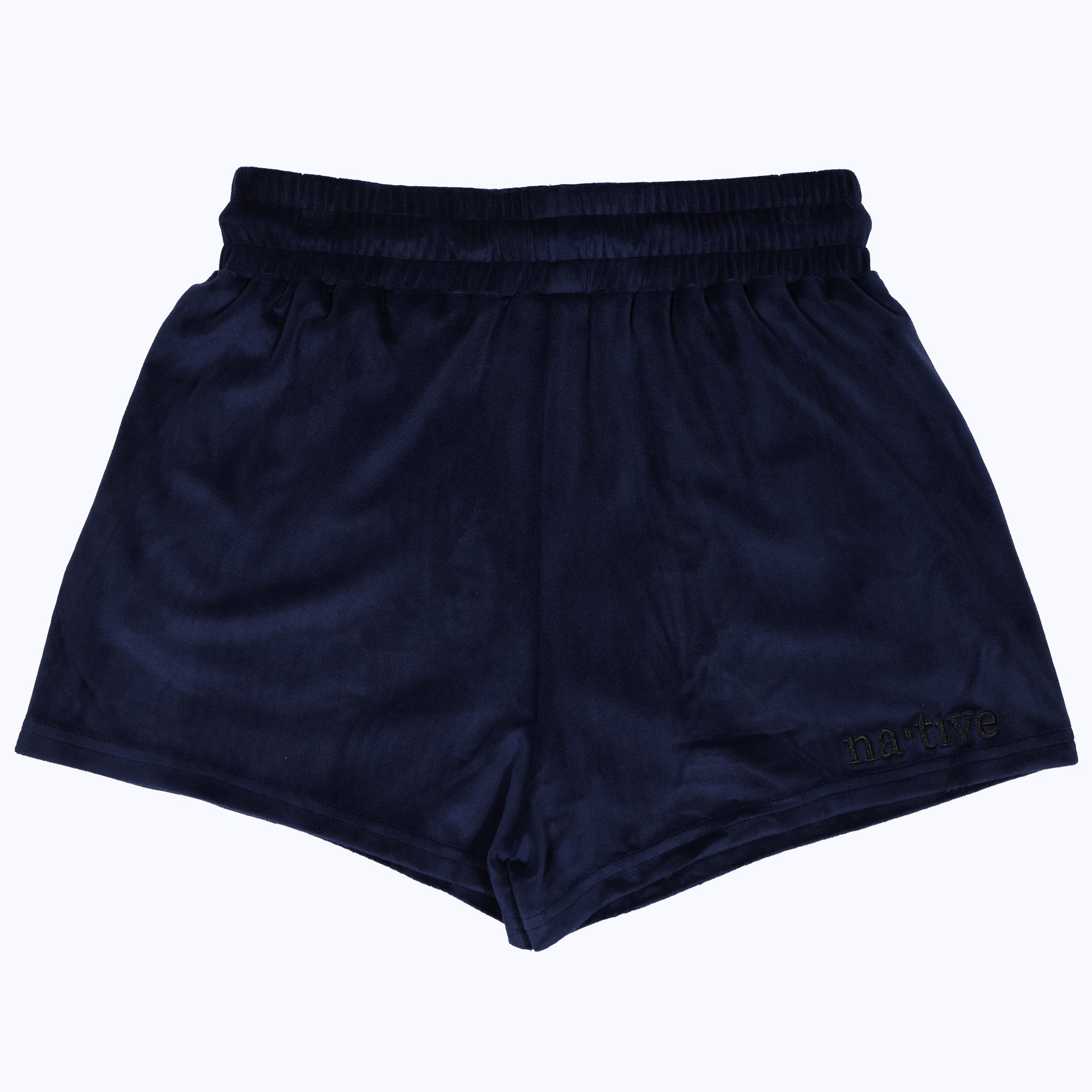 velour shorties in navy