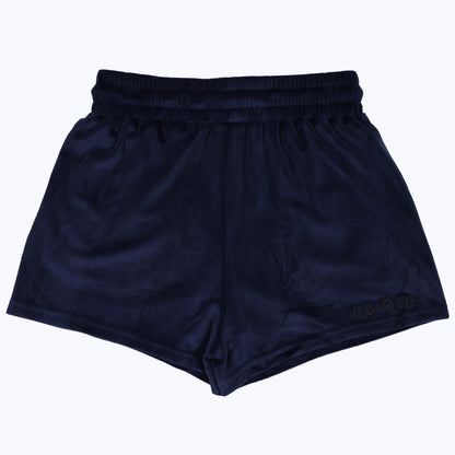 velour shorties in navy