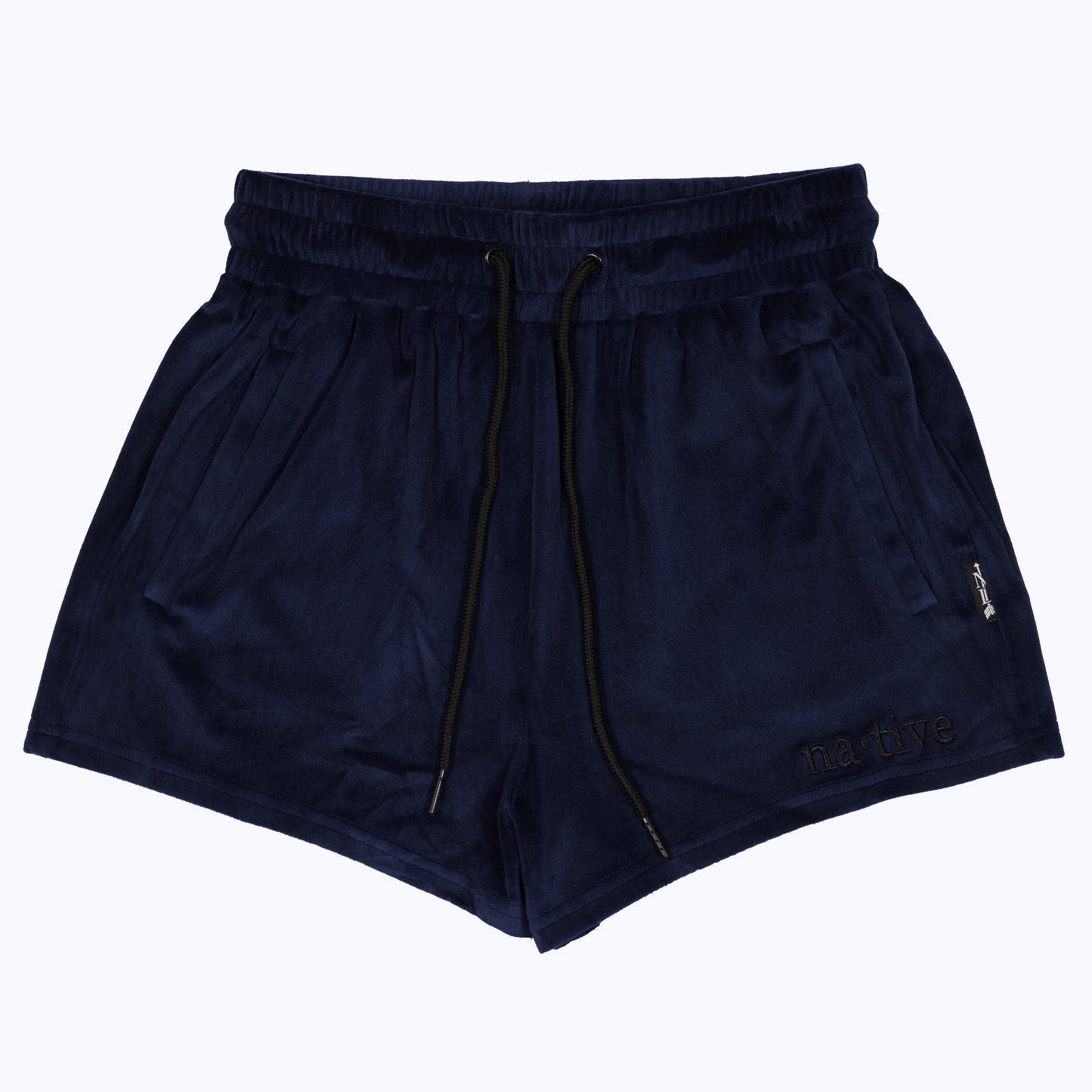 velour shorties in navy