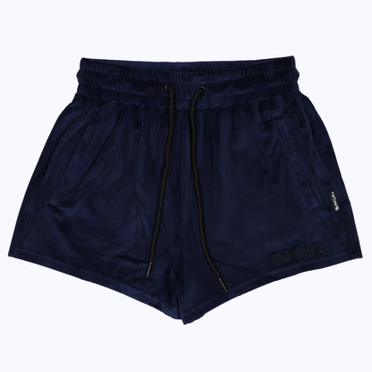 velour shorties in navy