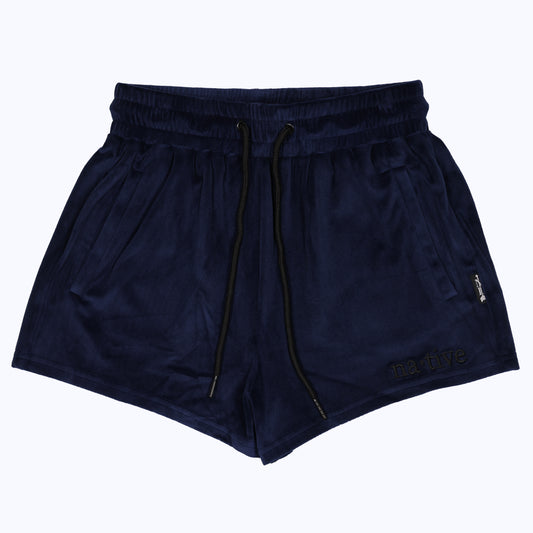 velour shorties in navy