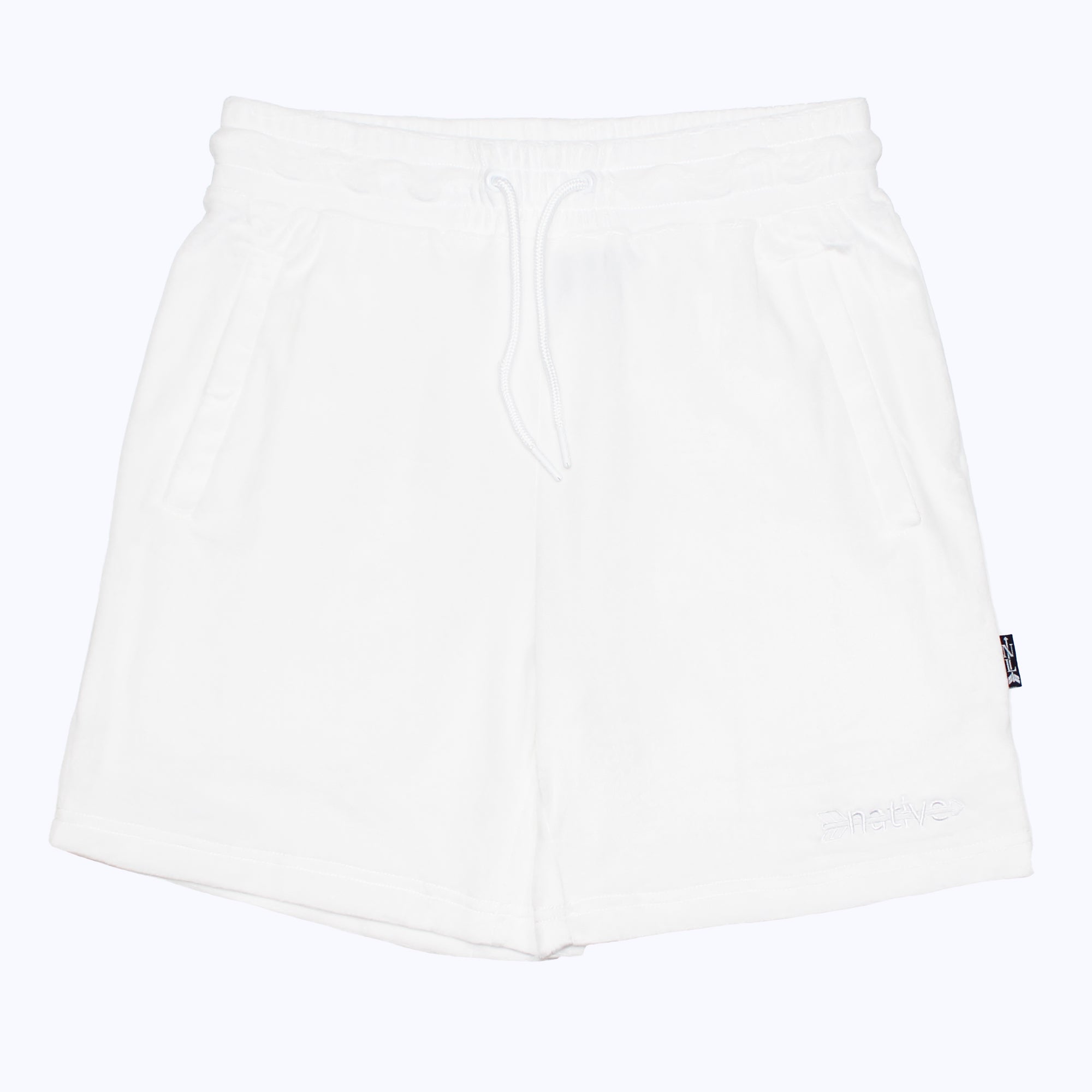 velour shorts in whiteout