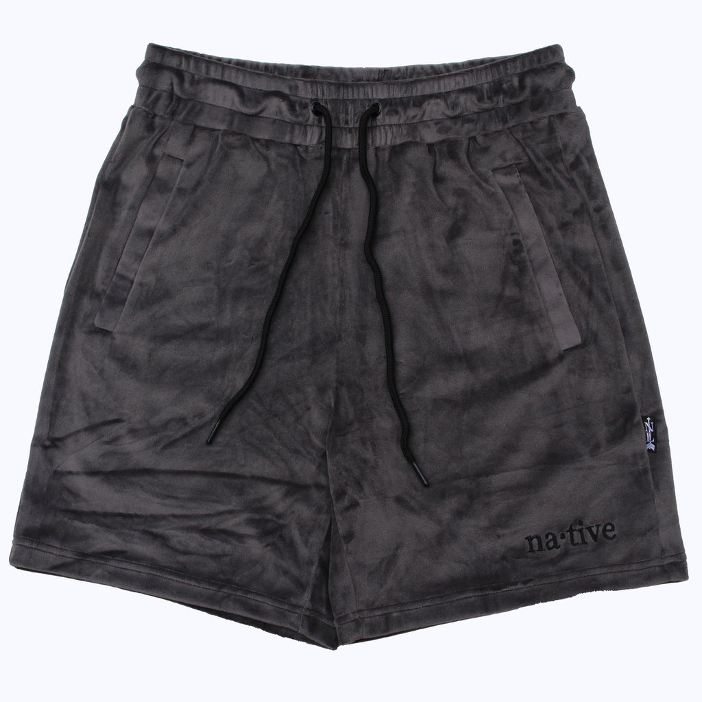 velour shorts in onyx