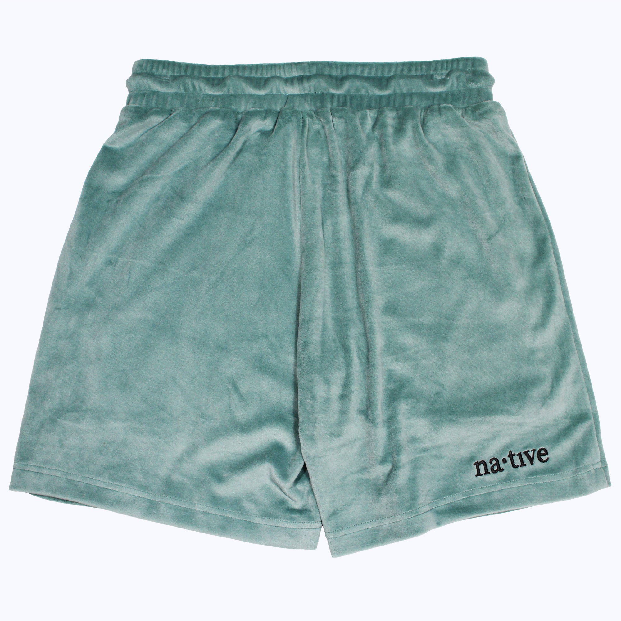 velour shorts in dark sage