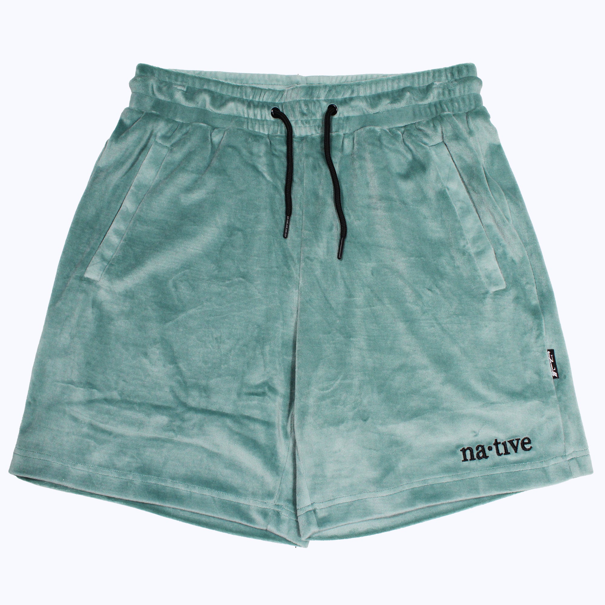 velour shorts in dark sage