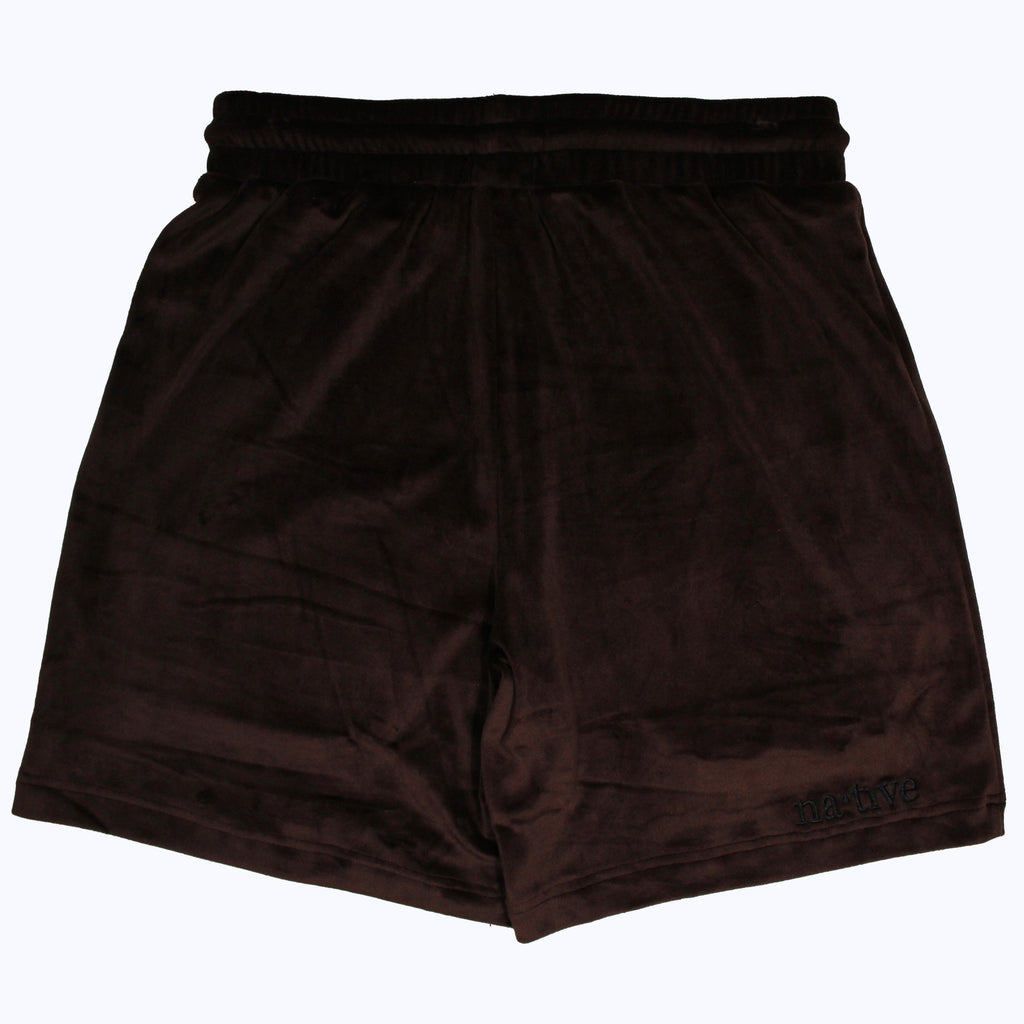 velour shorts in espresso
