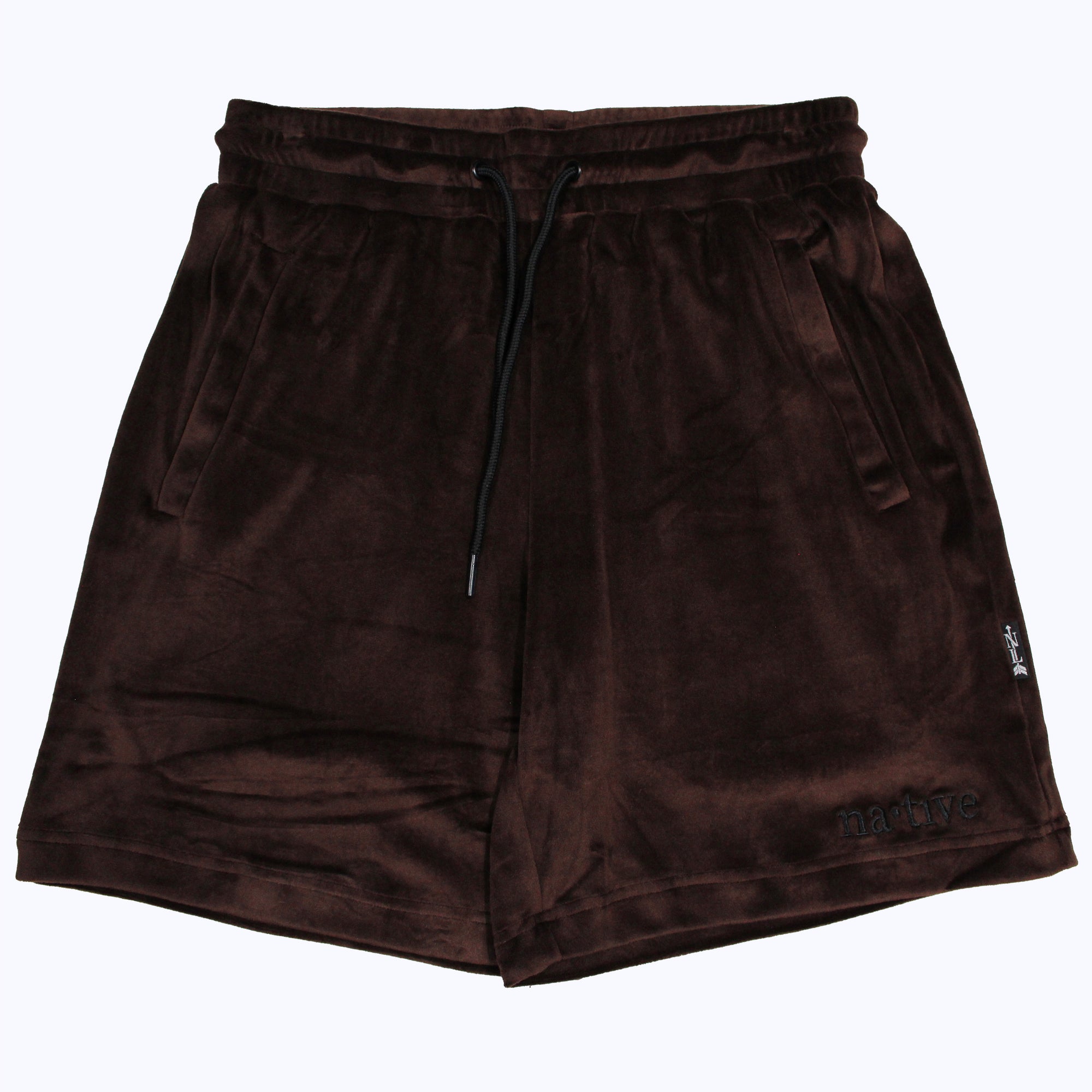 velour shorts in espresso