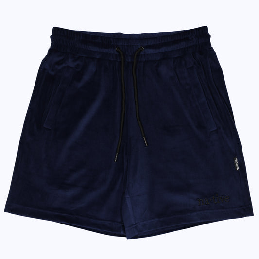 velour shorts in navy