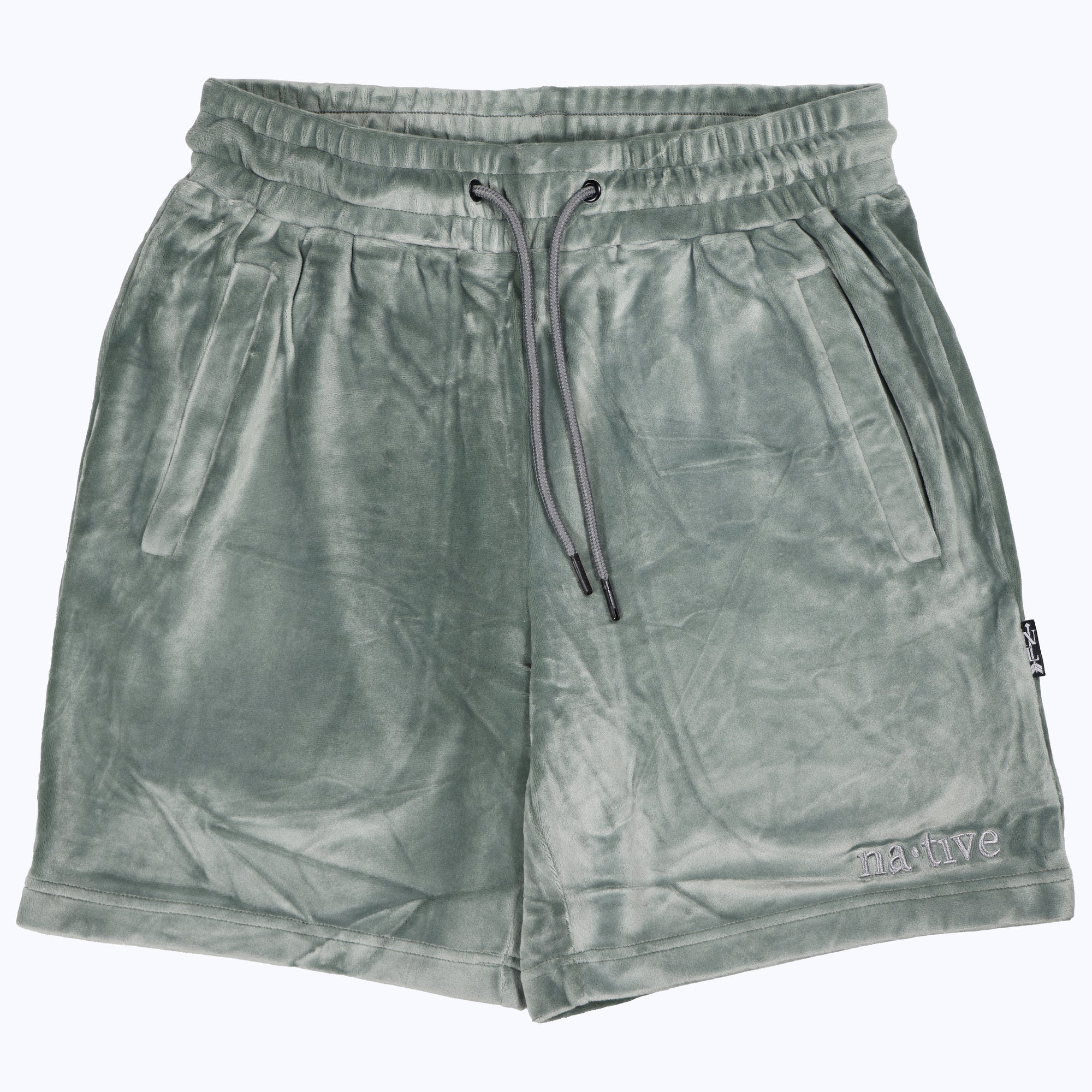velour shorts in succulent