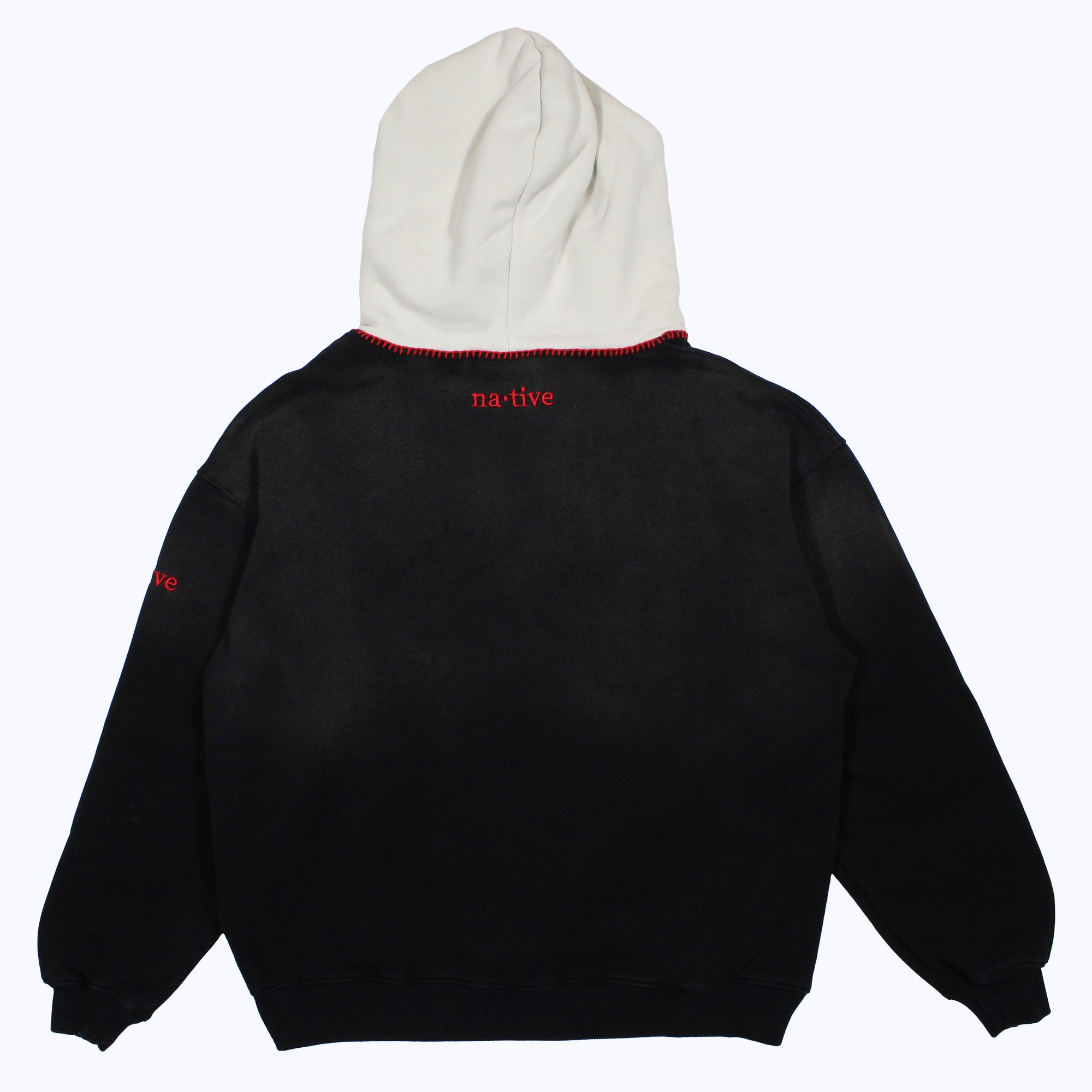 vintage faded senior hoodie in black/cream