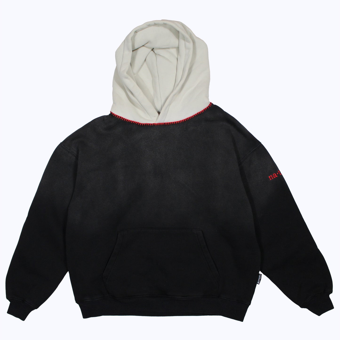 vintage faded senior hoodie in black/cream