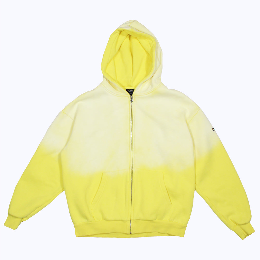 vintage faded zip-up hoodie in banana