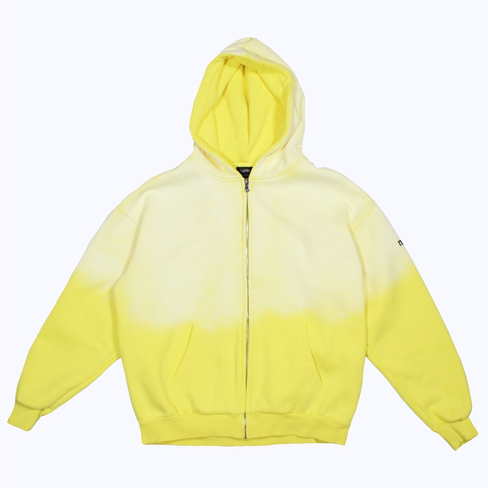 vintage faded zip-up hoodie in banana