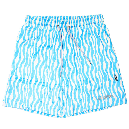 zebra velour shorts in cream/baby blue