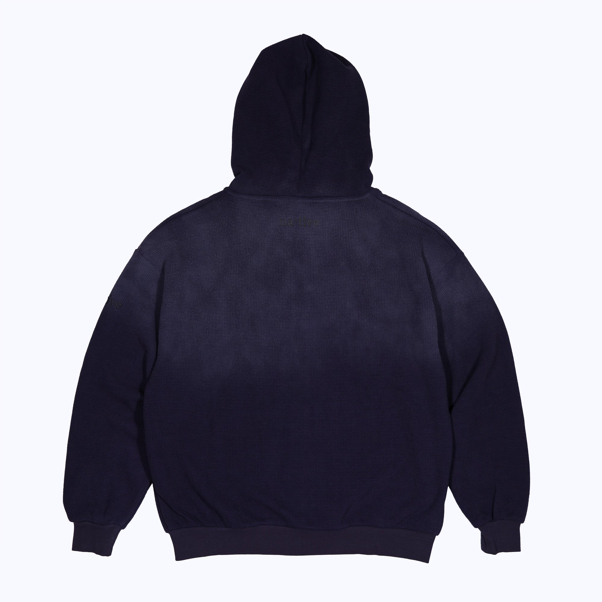 vintage faded zip-up thermal hoodie in midnight blue